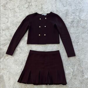 Zara Chic Brown/Burgundy Two-Piece Set